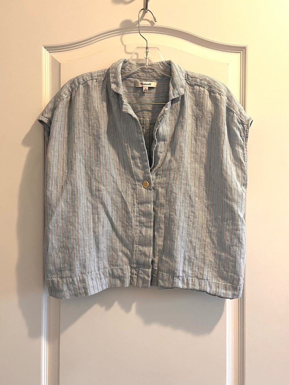 Madewell Boxy Cap-Sleeve Shirt in 100% Linen SZ M